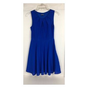 Express Cobalt Sleeveless Dress Gathered Collar
